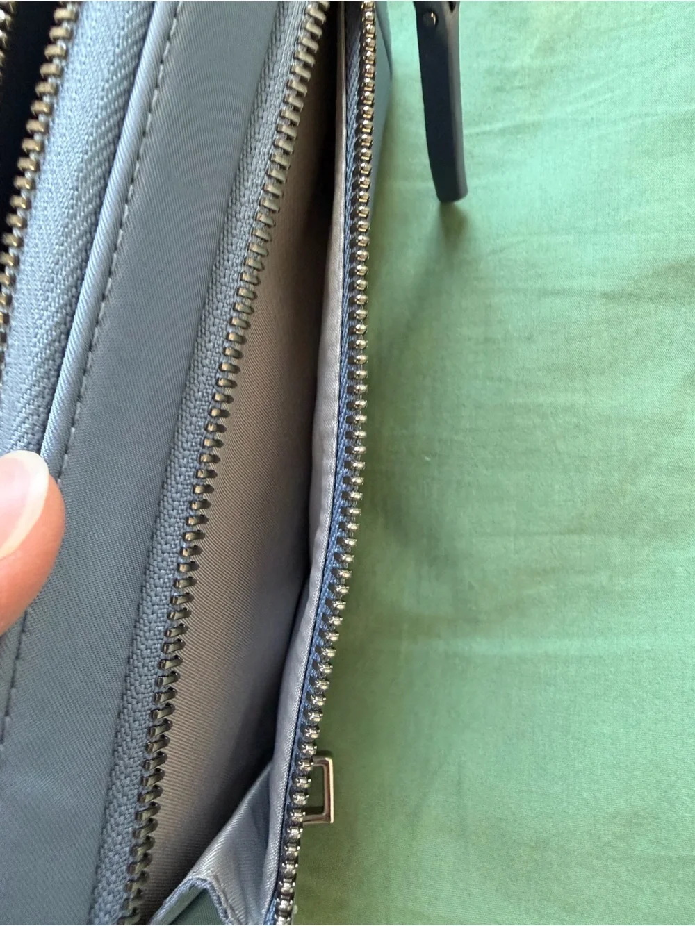 Tumi Pale Blue Zip-Around Wallet with Front Pocket